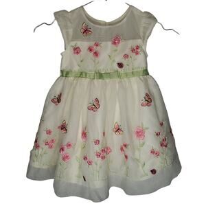Jona Michelle 2T Ivory Tulle Dress Floral Embroidered Butterfly Ladybug Party
